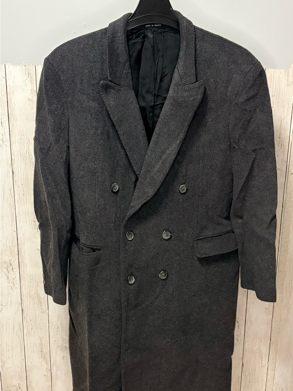 Guy Laroche Men's Double-Breasted Wool-Blend Overcoat - Charcoal